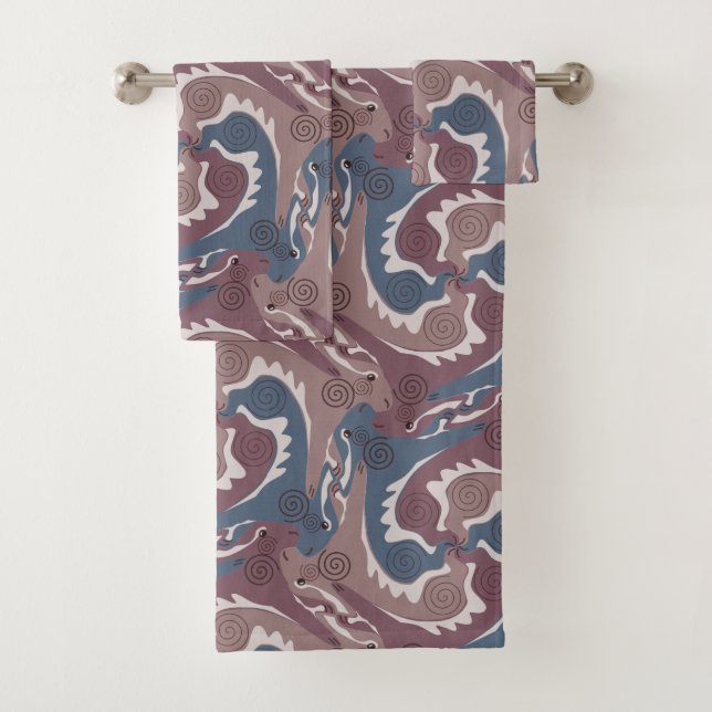 Swirling Hares 7 Bathroom Towel Set (Insitu)