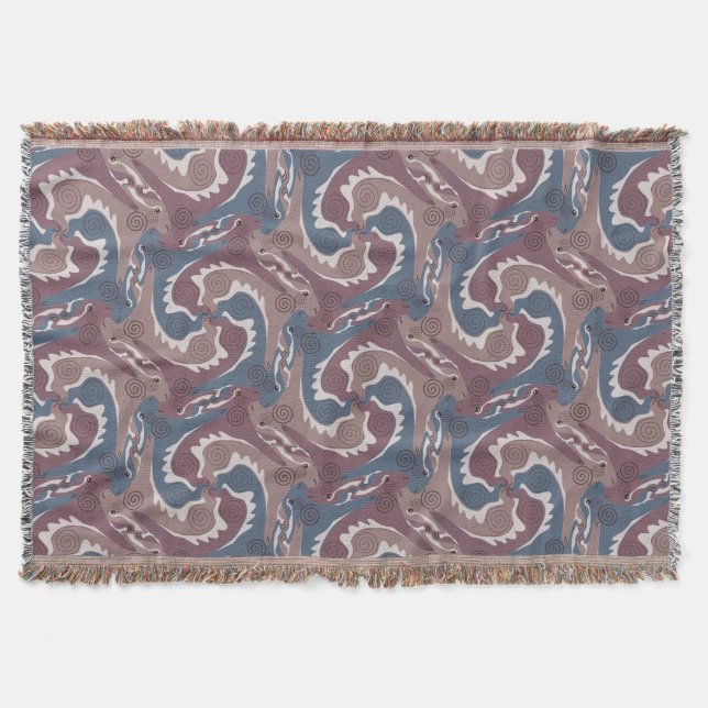 Swirling Hares Tesselation Blue Brown T Blanket 7 (Front)