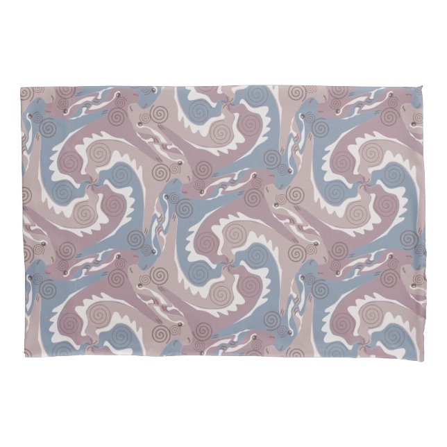 Swirling Hares Tesselation Blue Grey Pillow Case 1 (Front)