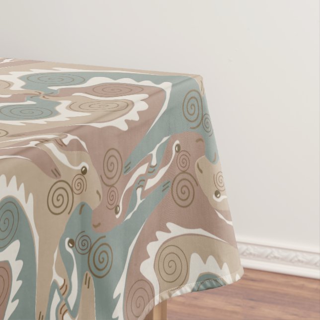 Swirling Hares Tesselation Brown Tablecloth 6 (In Situ)