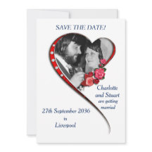 Swirling Heart Wedding Flat Save The Date Card