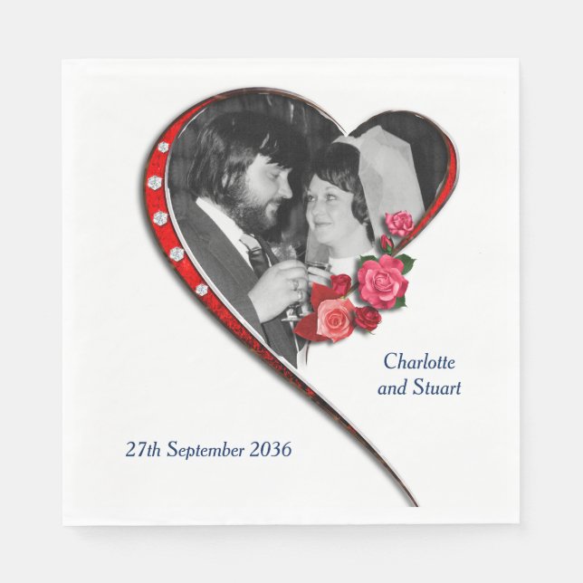 Swirling Heart Wedding  Napkin (Front)