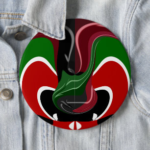 Swirling Kenyan Flag: A Modern Motif Art 6 Inch Round Button