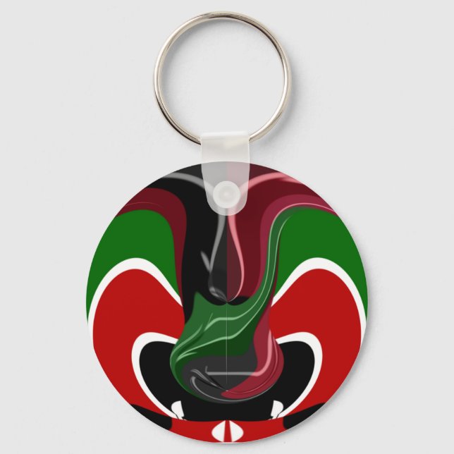 Swirling Kenyan Flag: A Modern Motif Art Keychain (Front)