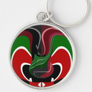 Swirling Kenyan Flag: A Modern Motif Art Keychain