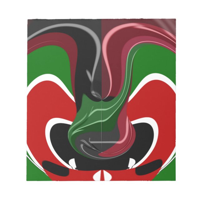 Swirling Kenyan Flag: A Modern Motif Art Notepad (Front)