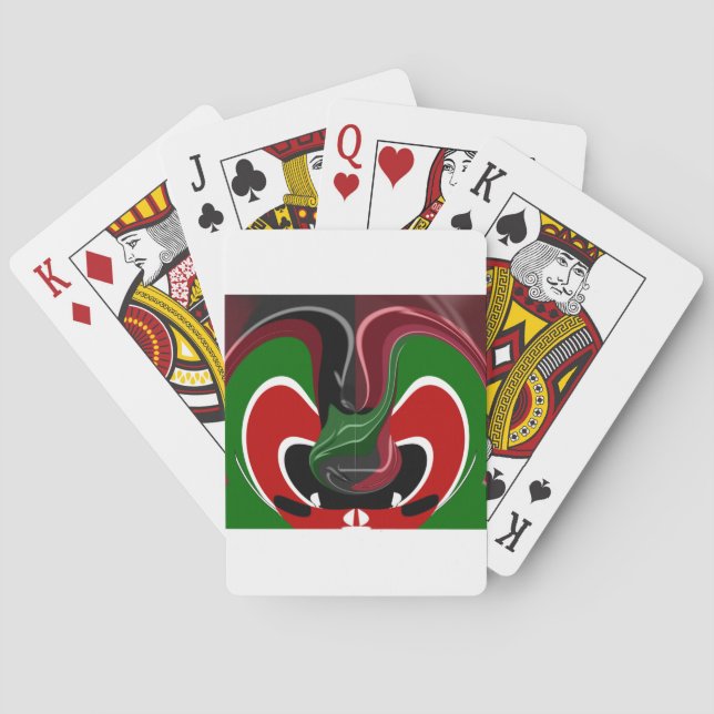 Swirling Kenyan Flag: A Modern Motif Art Playing Cards (Back)