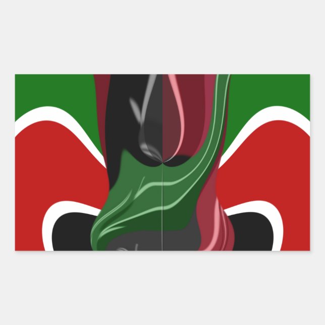 Swirling Kenyan Flag: A Modern Motif Art Sticker (Front)