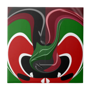 Swirling Kenyan Flag: A Modern Motif Art Tile