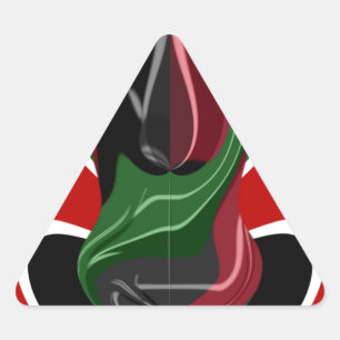 Swirling Kenyan Flag: A Modern Motif Art Triangle Sticker