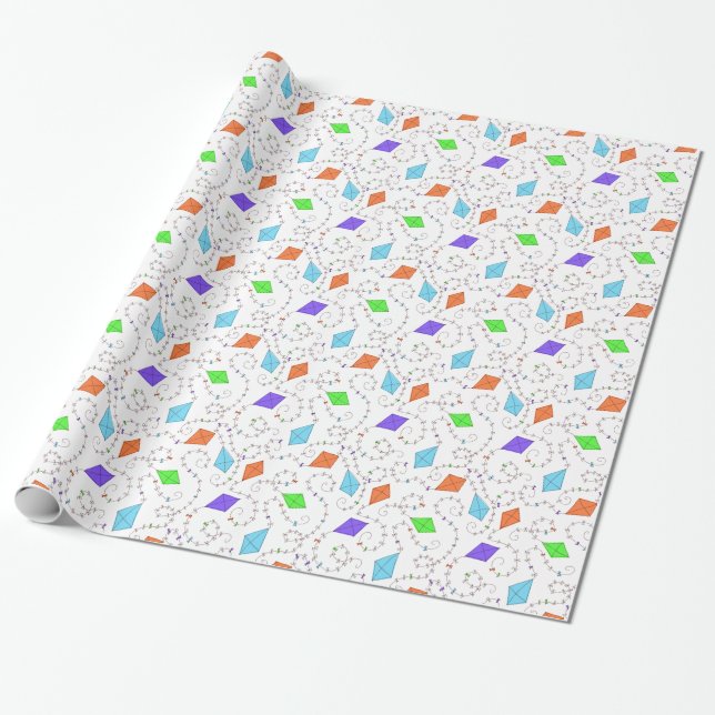 Swirling Kites Wrapping Paper (Unrolled)