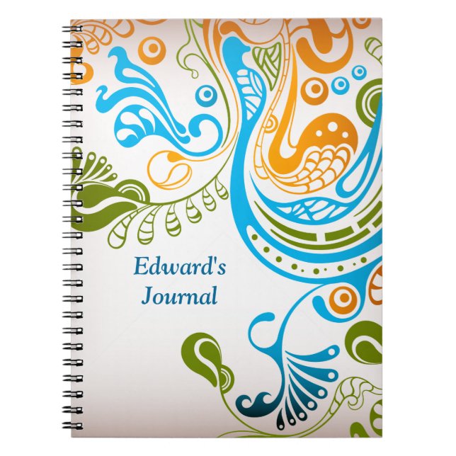 Swirling Leaves and Birds Notebook (Front)