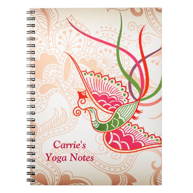 Swirling Leaves and Birds Notebook (Front)