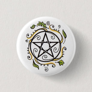 Swirling Leaves Pentacle 1 Inch Round Button