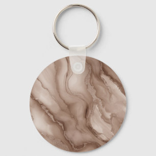 Swirling Marble-Like Textures in Earth Tones Keychain