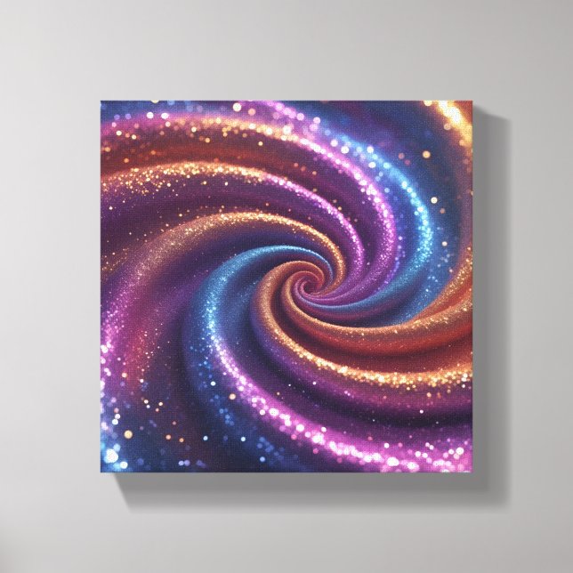 Swirling Metallic Gold, Purple & Blue Glitter Canvas Print (Front)