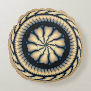 Swirling modern ornament round pillow
