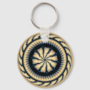 Swirling modern round ornament keychain