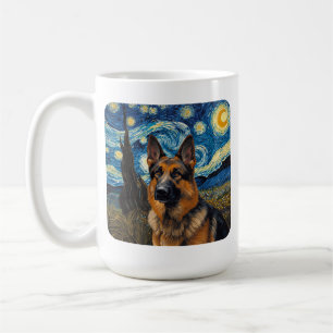 Swirling Night Sky Painting German Shepherd Coffee Mug