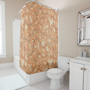 Swirling Orange Leaves on Beige Background