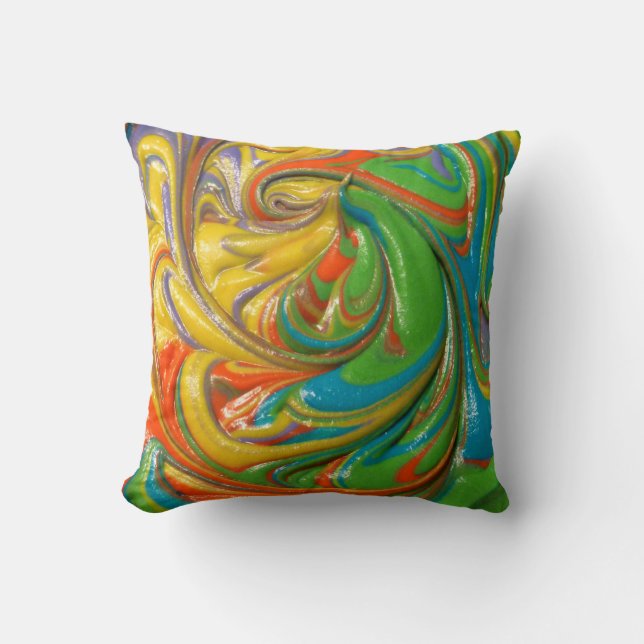 swirling paint throw pillow (Front)
