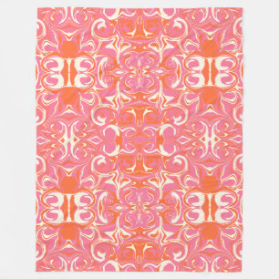 Swirling Pattern in Pink, Orange and Cream Fleece Blanket