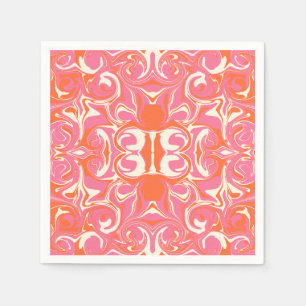 Swirling Pattern in Pink, Orange and Cream Napkin