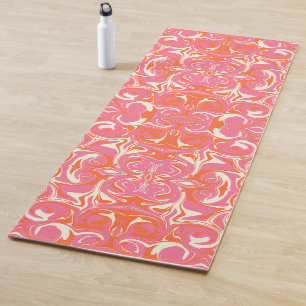 Swirling Pattern in Pink, Orange and Cream Yoga Mat
