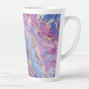Swirling Pattern of Marbled Effect Pink and Blue Latte Mug