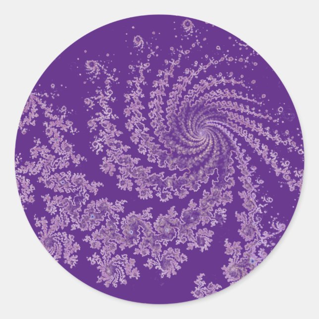 Swirling Pattern Purple Classic Round Sticker (Front)