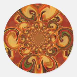 Swirling Pattern: Shades of Orange, Brown & Green Classic Round Sticker