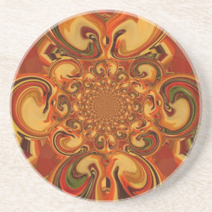 Swirling Pattern: Shades of Orange, Brown & Green Coaster