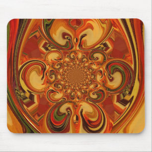 Swirling Pattern: Shades of Orange, Brown & Green Mouse Pad