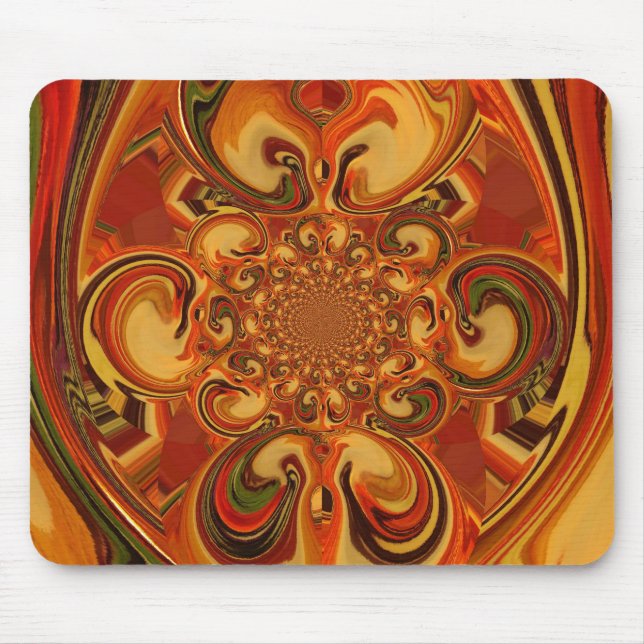 Swirling Pattern: Shades of Orange, Brown & Green Mouse Pad (Front)