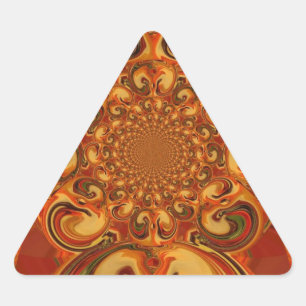Swirling Pattern: Shades of Orange, Brown & Green Triangle Sticker