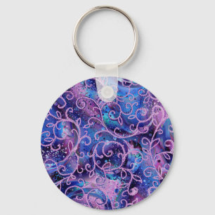 Swirling  Patterns of Glass Beaded Embellishments Keychain