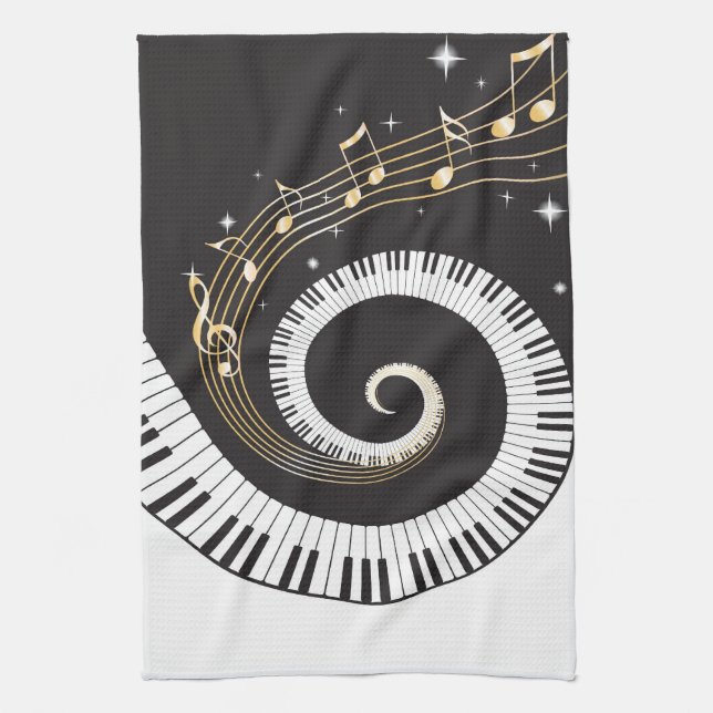 Swirling Piano Keys Kitchen Towel (Vertical)