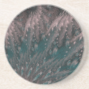 Swirling Pink and Blue Feathers Coaster