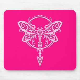 Swirling Pink Dragonfly Mouse Pad