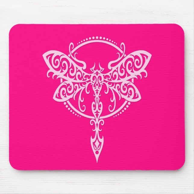 Swirling Pink Dragonfly Mouse Pad (Front)