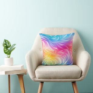 Swirling Rainbow Abstract Throw Pillow