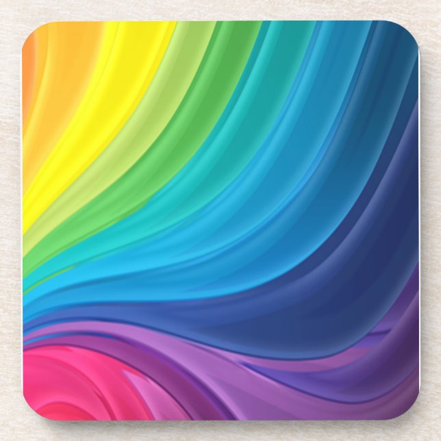 Swirling Rainbow of Paint Coaster (Front)