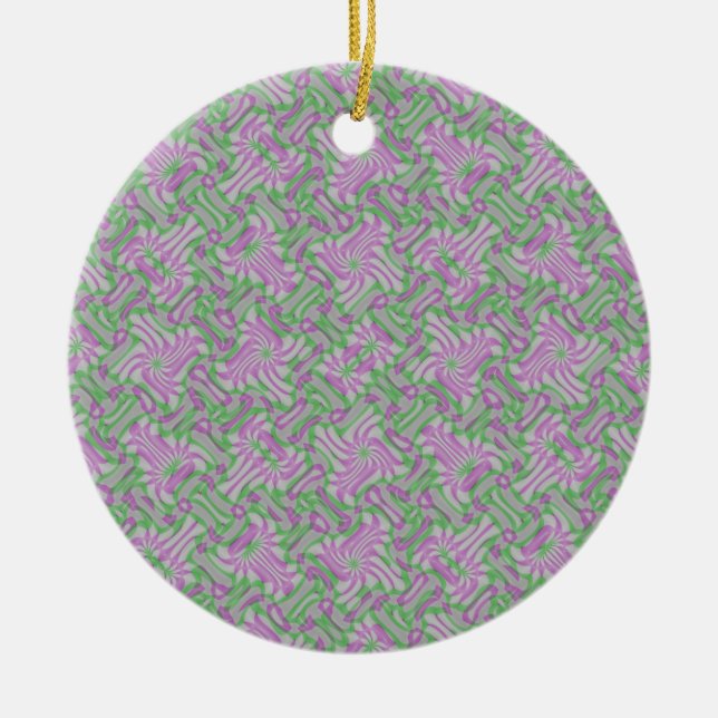Swirling Rosettes Ceramic Ornament (Front)