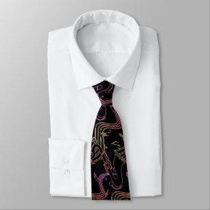 Swirling Saxophone Psychedelic Jazz Tie