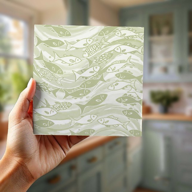 Swirling School of Fish in Green ID1200 Tile (Creator Uploaded)