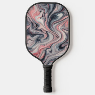 Swirling Shades of Pink, Grey, and White Pickleball Paddle