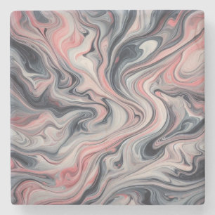 Swirling Shades of Pink, Grey, and White Stone Coaster