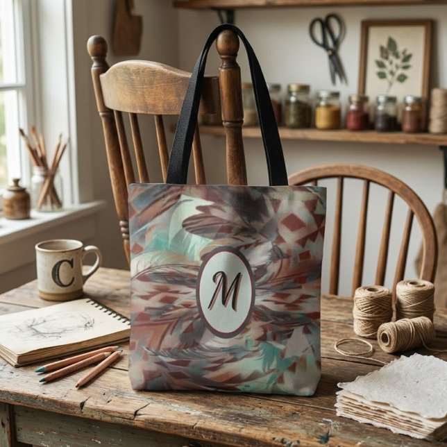 Swirling Southwest Feathers Tote Bag (Creator Uploaded)