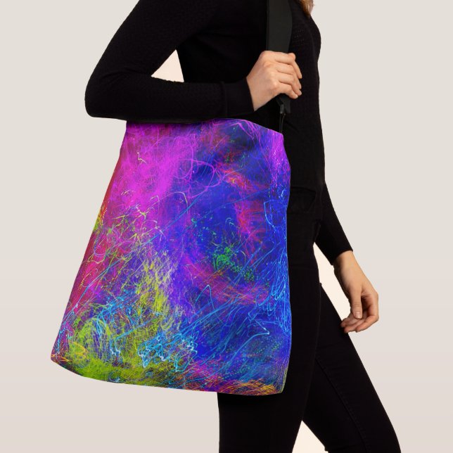 Swirling String Painting Multi-Colour Design   Crossbody Bag (Close Up)