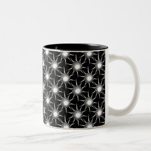 Swirling Suns Mug, Black and White Two-Tone Coffee Mug